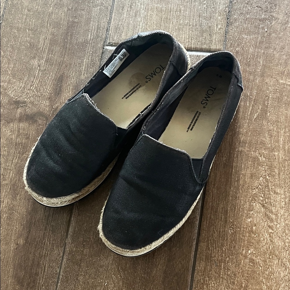 Toms Black Canvas Slip-Ons